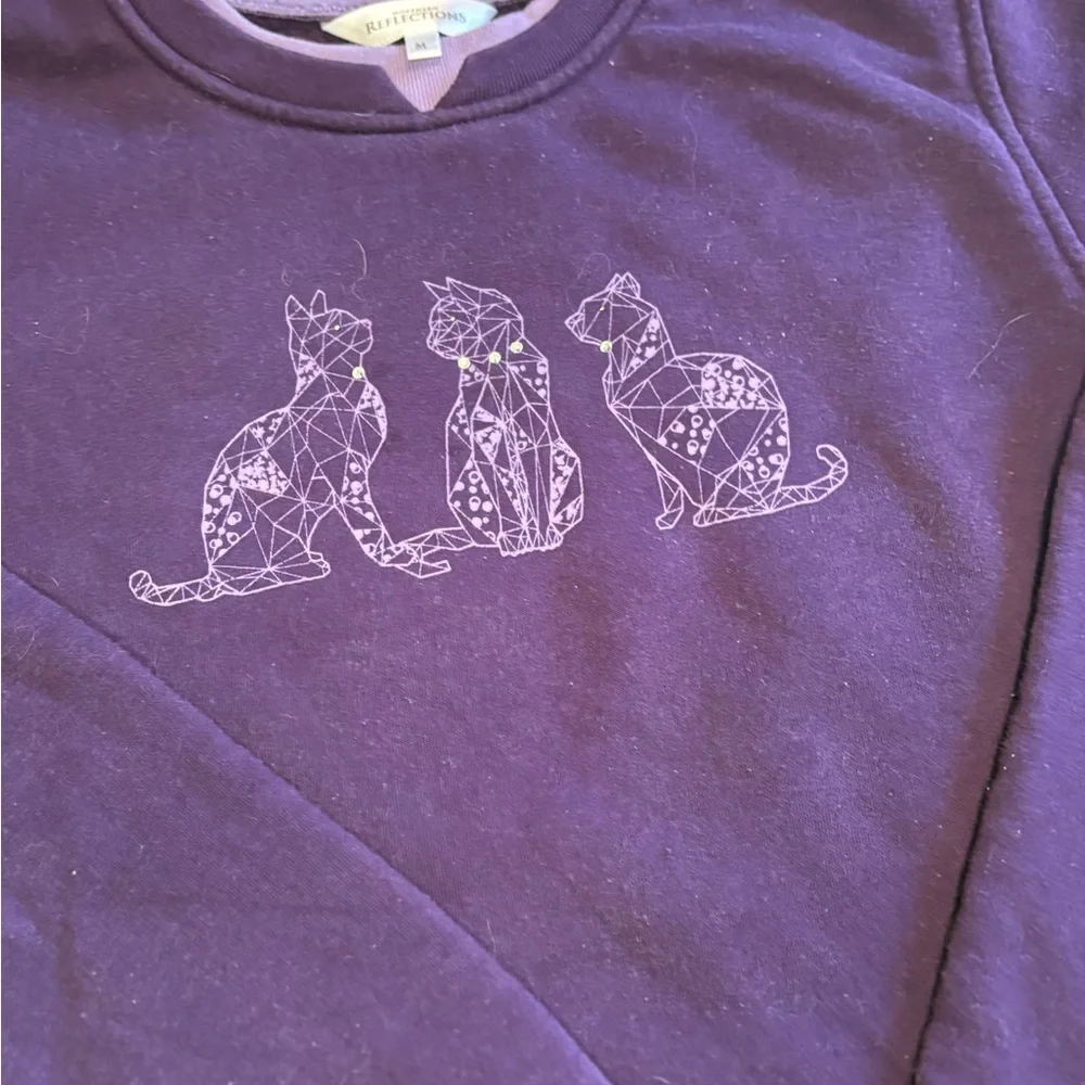 Vintage Northern Reflections Purple Crewneck Sweatshirt with Cat Graphic - Picture 3 of 8